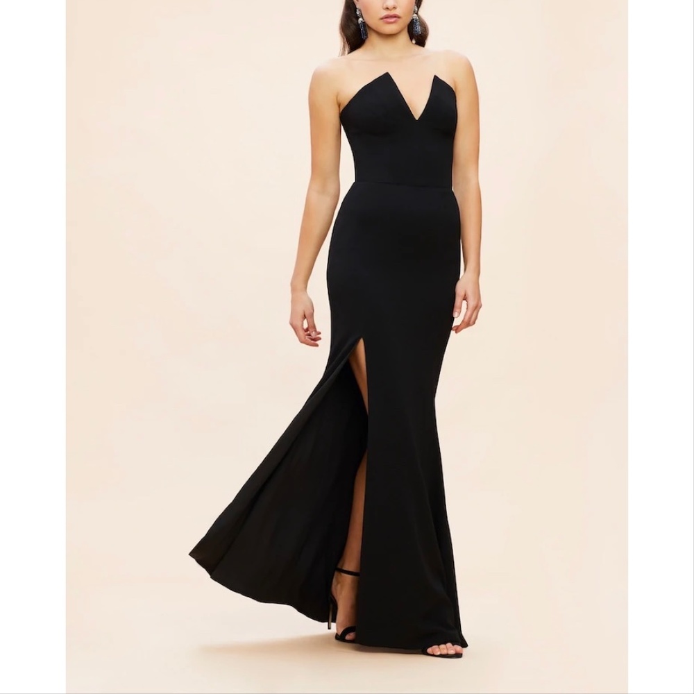 Dress the Population Fernanda Strapless Hi Slit Gown